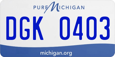 MI license plate DGK0403