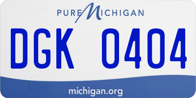 MI license plate DGK0404