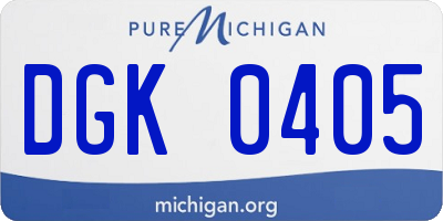 MI license plate DGK0405