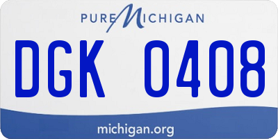 MI license plate DGK0408