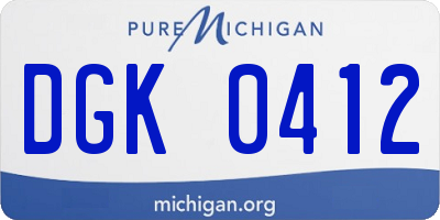 MI license plate DGK0412