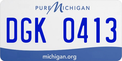 MI license plate DGK0413