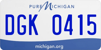 MI license plate DGK0415