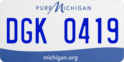 MI license plate DGK0419