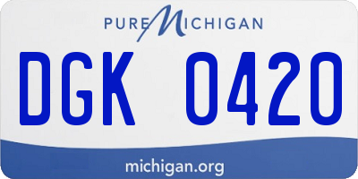 MI license plate DGK0420