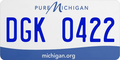 MI license plate DGK0422