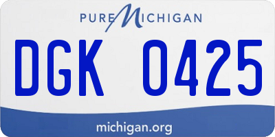 MI license plate DGK0425