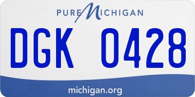 MI license plate DGK0428