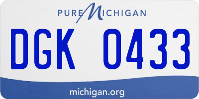 MI license plate DGK0433