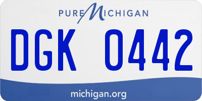 MI license plate DGK0442