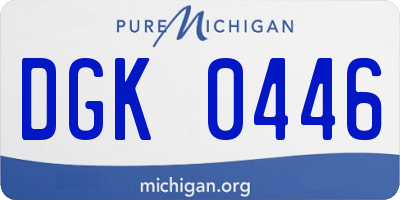 MI license plate DGK0446