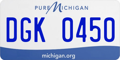 MI license plate DGK0450