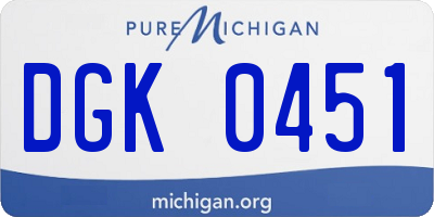 MI license plate DGK0451