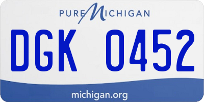 MI license plate DGK0452