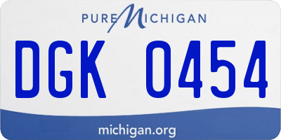 MI license plate DGK0454