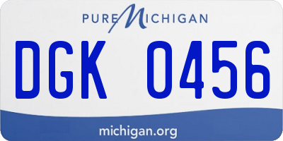 MI license plate DGK0456