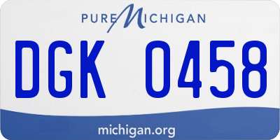 MI license plate DGK0458