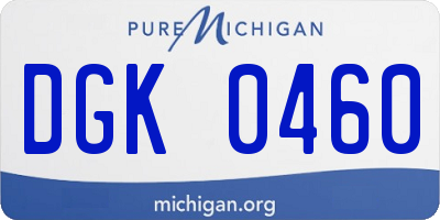 MI license plate DGK0460