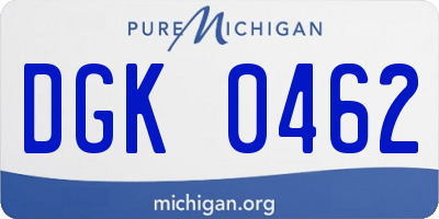 MI license plate DGK0462