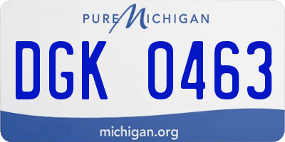 MI license plate DGK0463
