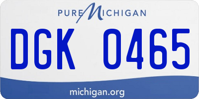 MI license plate DGK0465