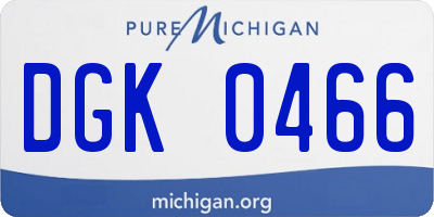 MI license plate DGK0466