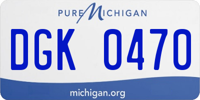 MI license plate DGK0470