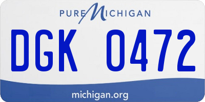 MI license plate DGK0472