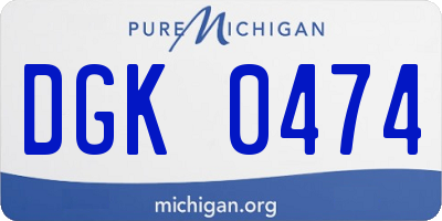 MI license plate DGK0474