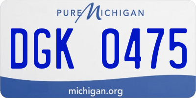 MI license plate DGK0475