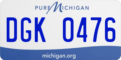 MI license plate DGK0476