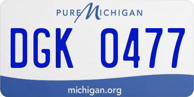 MI license plate DGK0477