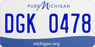 MI license plate DGK0478