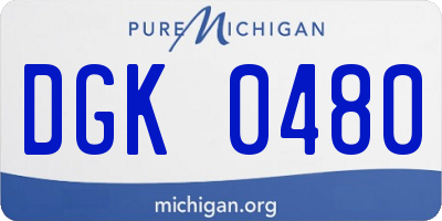 MI license plate DGK0480