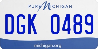 MI license plate DGK0489