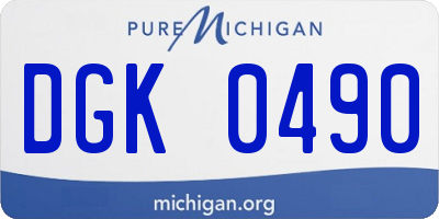MI license plate DGK0490
