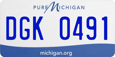 MI license plate DGK0491