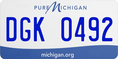 MI license plate DGK0492