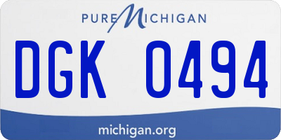 MI license plate DGK0494