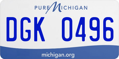 MI license plate DGK0496