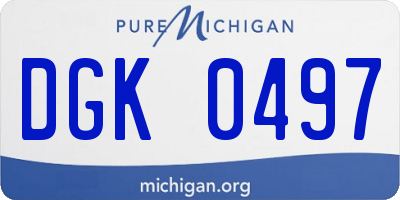 MI license plate DGK0497