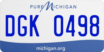 MI license plate DGK0498
