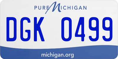 MI license plate DGK0499