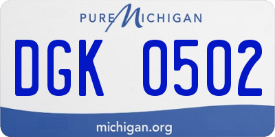 MI license plate DGK0502