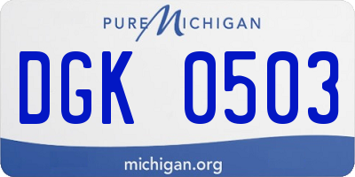 MI license plate DGK0503