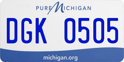 MI license plate DGK0505