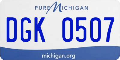 MI license plate DGK0507