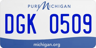 MI license plate DGK0509