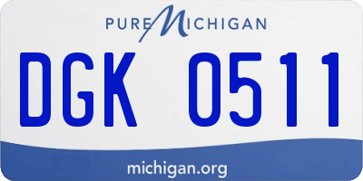 MI license plate DGK0511