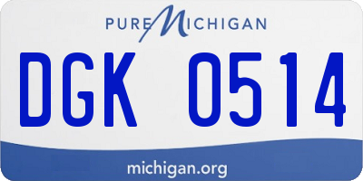 MI license plate DGK0514